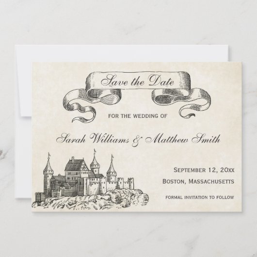 Fairytale bruiloft Sparen de Datum Save The Date (Voorkant)