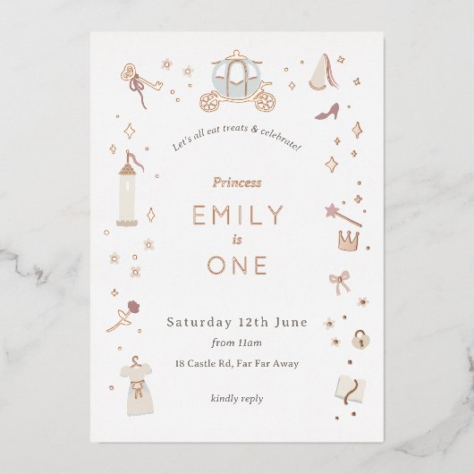 Fairytale Carriage Princess Party Foil Invitation (Recto)