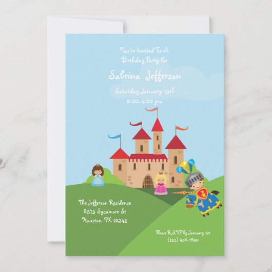 Fairytale Castle 5x7 Anniversaire Fête Invitation (Devant)