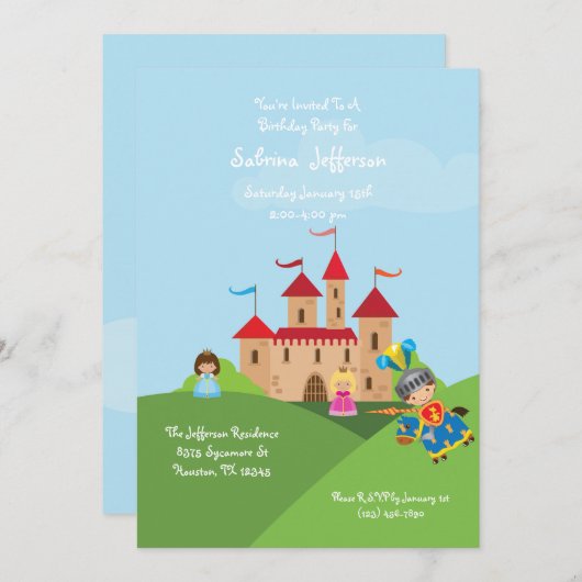 Fairytale Castle 5x7 Anniversaire Fête Invitation (Devant / Derrière)