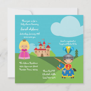 Fairytale Castle Knight 5x5 Baby shower Uitnodigin Kaart