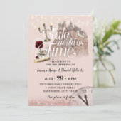 Fairytale Castle Modern Blush Roos Gold Wedding Kaart (Staand voorkant)