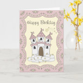 Fairytale Castle Princess Carte d'anniversaire (Fleur jaune)
