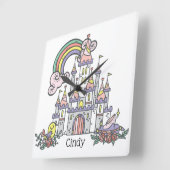 Fairytale Castle Princess Eigen naam Vierkante Klok (Hoek)