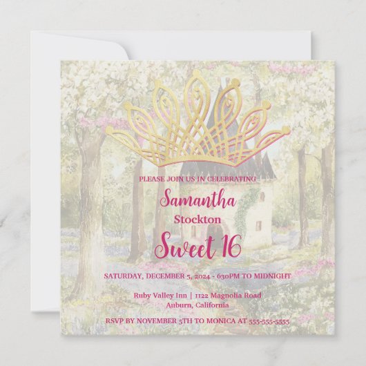 Fairytale Castle Sweet 16 Invitation (Devant)