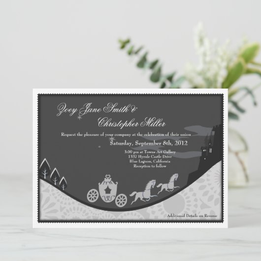 Fairytale Cendrillon Thème Mariage Invitation (Debout devant)