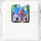 Fairytale Colorful House Vierkante Sticker (Tas)