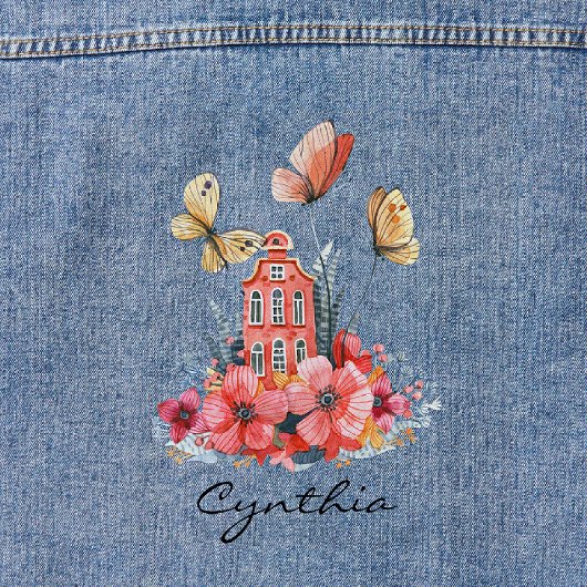 Fairytale Cottage Aquarelle Fleurs et Papillons