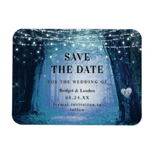 Fairytale Enchanted Forest Blue Save Date Magneet