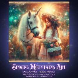 Fairytale Fantasy Unicorn With Girl Decoupage Tissuepapier