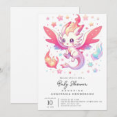 Fairytale Fiery Dragon Baby shower Kaart (Voorkant / Achterkant)