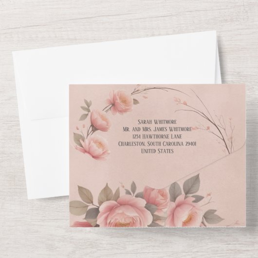 Fairytale Garden Rose Blush Faire-part de mariage (Verso)