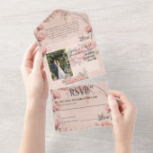 Fairytale Garden Rose Blush Faire-part de mariage (Déchirure)