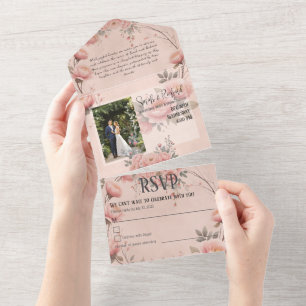 Fairytale Garden Rose Blush Faire-part de mariage