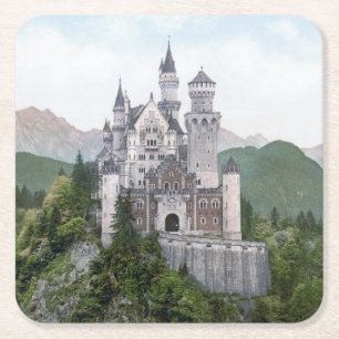 Fairytale German Castle Vierkante Kartonnen Onderzetter