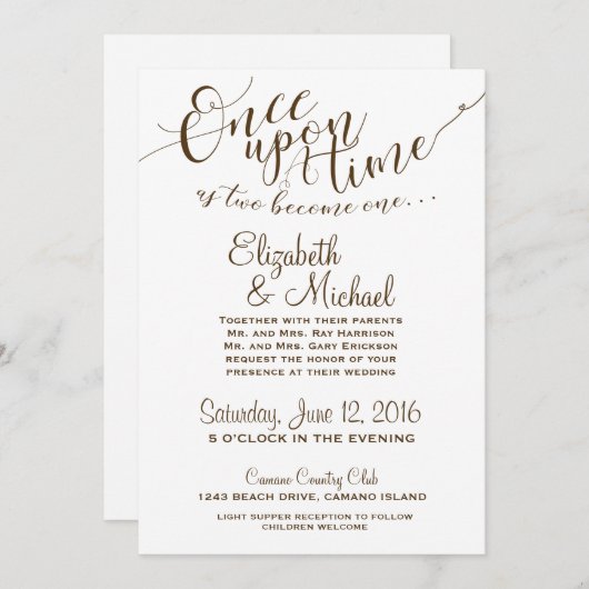Fairytale Invitation Once Upon A Time - brown text (Devant / Derrière)