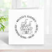 Fairytale Medieval Royal Castle Round Address Rubberstempel