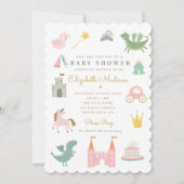 Fairytale Princess Dragon Baby shower Invitation (Devant)