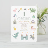 Fairytale Princess Dragon Birthday Invitation Kaart (Staand voorkant)