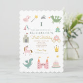Fairytale Princess Dragon Invitation d'anniversair (Debout devant)