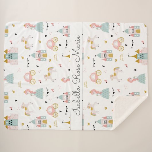 Fairytale Princess Pattern Sherpa Blanket Sherpa Deken (Voorkant (horizontaal))
