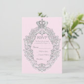 Fairytale  Princess Pink Royal RSVP-kaart Kaart (Staand voorkant)