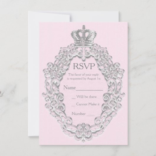 Fairytale  Princess Pink Royal RSVP-kaart Kaart (Voorkant)
