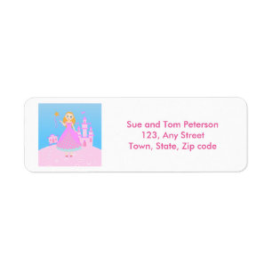 Fairytale prinses in Pink Birthaday Party Etiket
