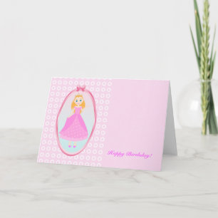 Fairytale prinses in Pink Birthaday Party Kaart