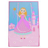 Fairytale prinses in Pink Birthaday Party Medium Cadeauzakje (Achterkant)