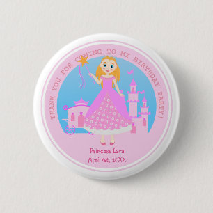 Fairytale prinses in Pink Birthaday Party Ronde Button 5,7 Cm