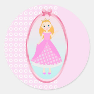 Fairytale prinses in Pink Birthaday Party Ronde Sticker