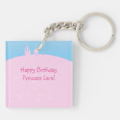 Fairytale prinses in Pink Birthaday Party Sleutelhanger (Achterkant)