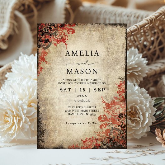 Fairytale Red Roses Faire-part de mariage