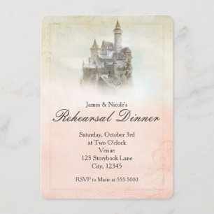 Fairytale Storybook Castle Wedding Rehearcard Kaart