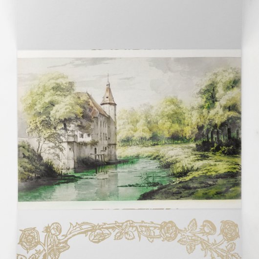 Fairytale Storybook Trifold Weddenschap Drieluik Uitnodiging (Binnenkant midden)