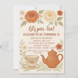 Fairytale Tea Party verjaardagsuitnodiging Kaart