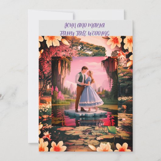 Fairytale Tropical Faire-part de mariage (Devant)