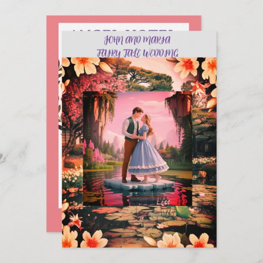 Fairytale Tropical Faire-part de mariage (Devant / Derrière)