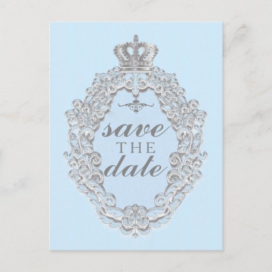 Fairytale Vintage Blue Royal SAVE DATE Carte posta (Devant)