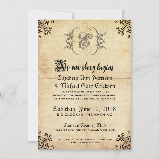Fairytale Vintage Wedding Invitation (Devant)