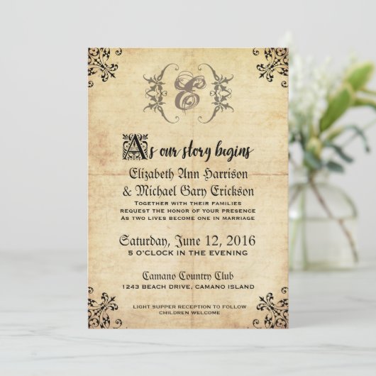 Fairytale Vintage Wedding Invitation (Debout devant)