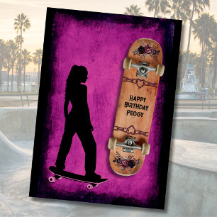 Fais du skate comme une fille Carte d'anniversaire