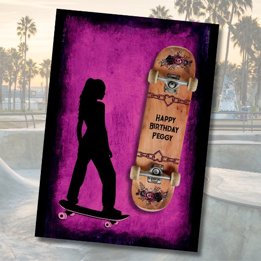 Fais du skate comme une fille Carte d'anniversaire