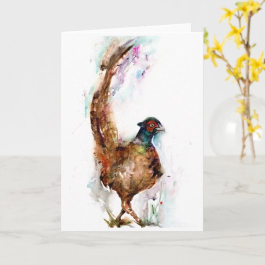 Faisan de carte de Noël (Fleur jaune)