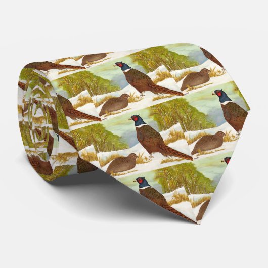 Faisans dans la cravate de Noël de neige (Roulé)