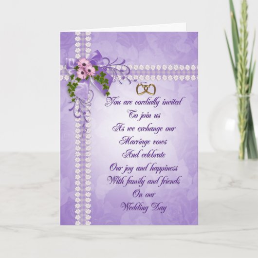 Faisceaux et rubans de lavande faire-part de maria (Devant)