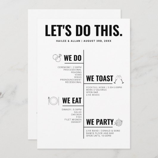 Faisons ce programme de chronologie Mariage (Devant / Derrière)