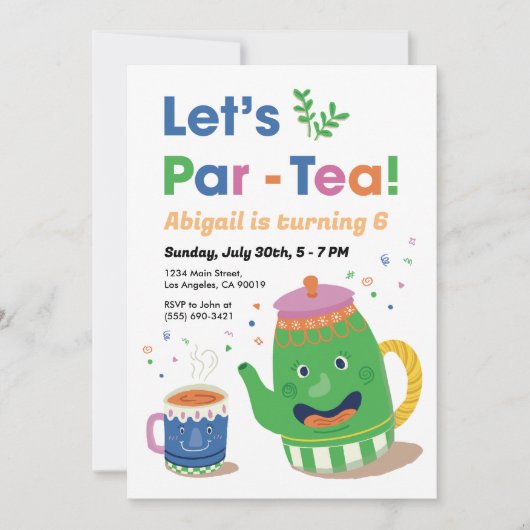 Faisons du Par-Tea ! Invitation d'anniversaire (Devant)