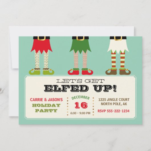 Faisons la fête avec les lutins ! Invitation de fê (Devant)